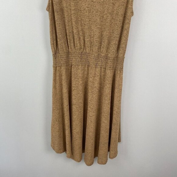 Soft Surroundings Kerry Dress 1X Sleeveless Smocked Waist Cowl Neck Tan - Picture 3 of 10